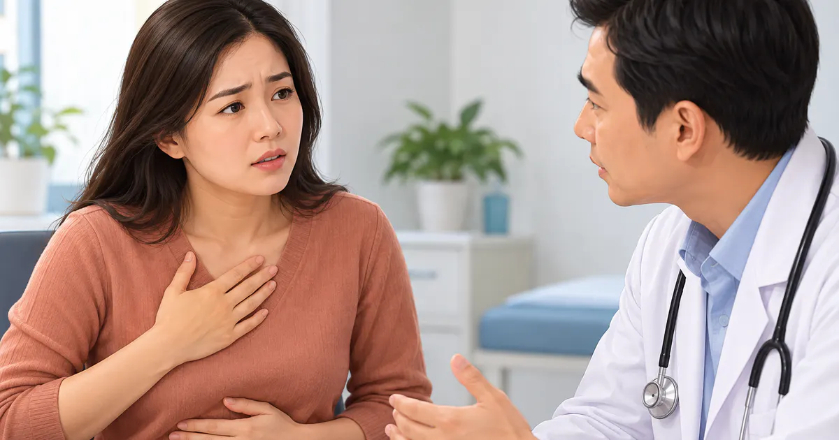 Người bệnh trao đổi với nhân viên y tế khi triệu chứng trào ngược kéo dài