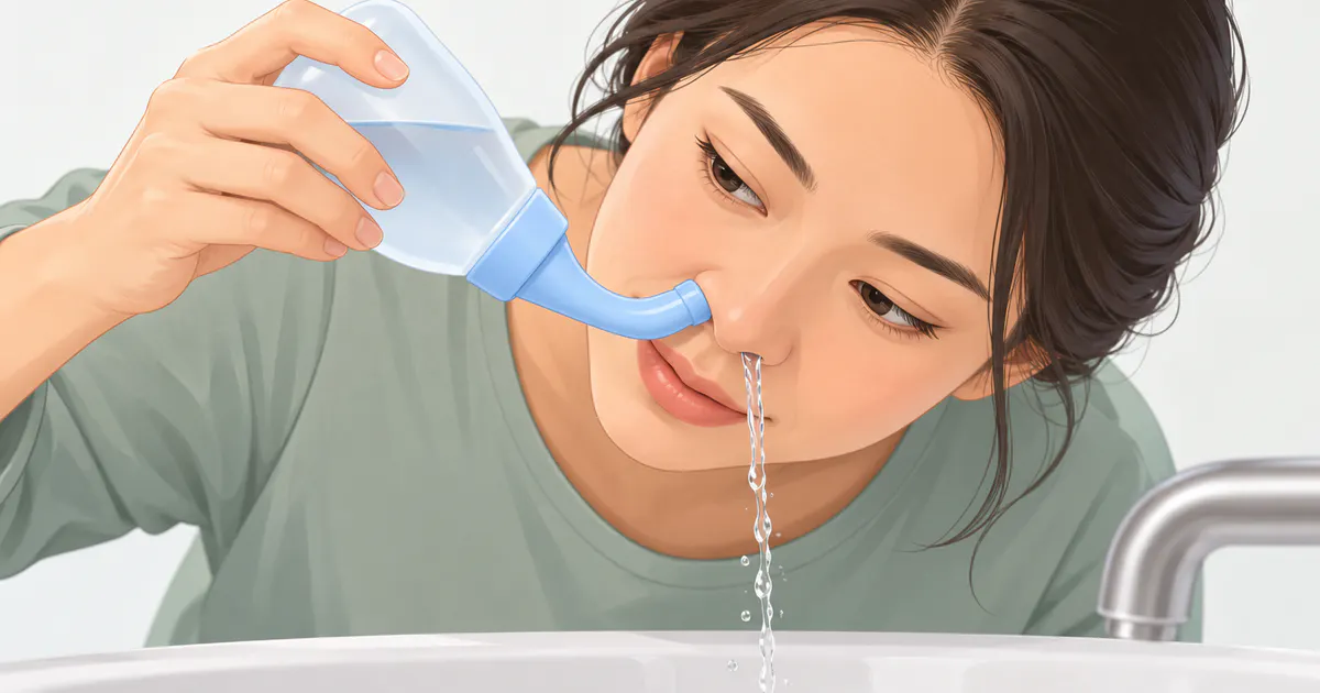 Minh họa vệ sinh mũi đúng cách để hỗ trợ giảm nghẹt và dịch tiết