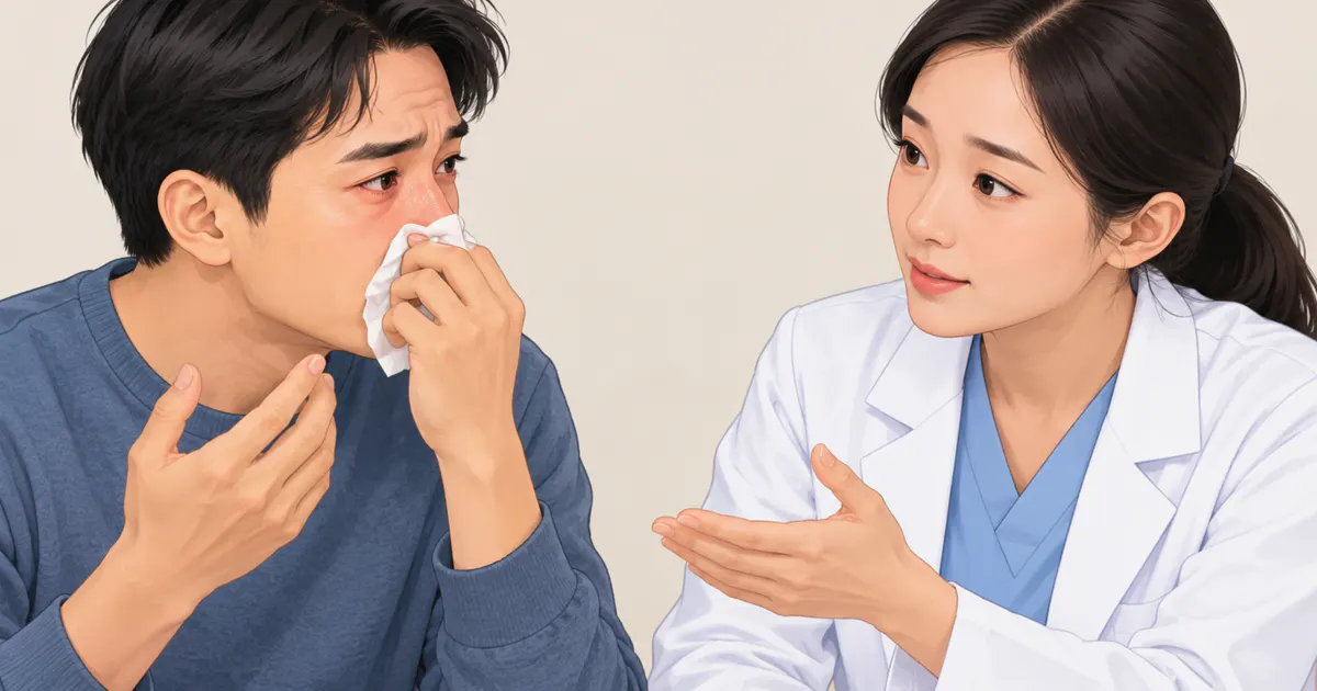 Người bệnh trao đổi với bác sĩ khi triệu chứng viêm mũi kéo dài
