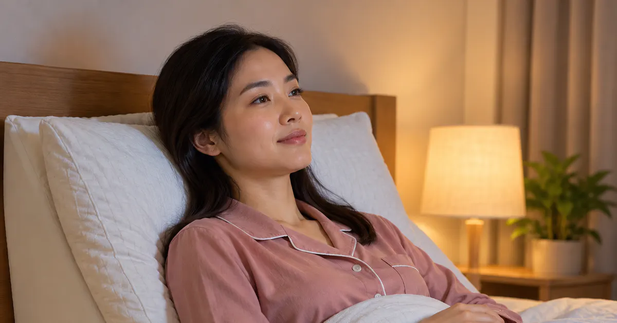 Người trưởng thành giữ tư thế thân trên nâng nhẹ khi nghỉ ngơi để giảm trào ngược