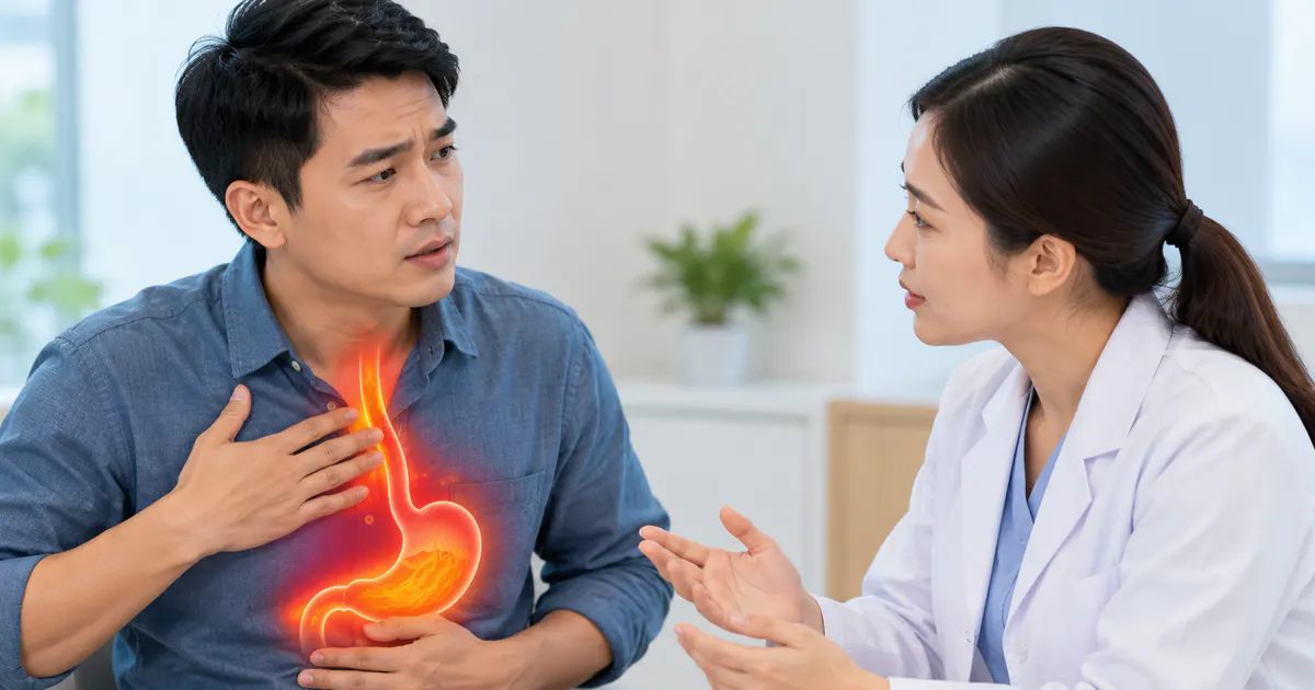 Người bệnh trao đổi với nhân viên y tế khi trào ngược dạ dày có dấu hiệu cảnh báo