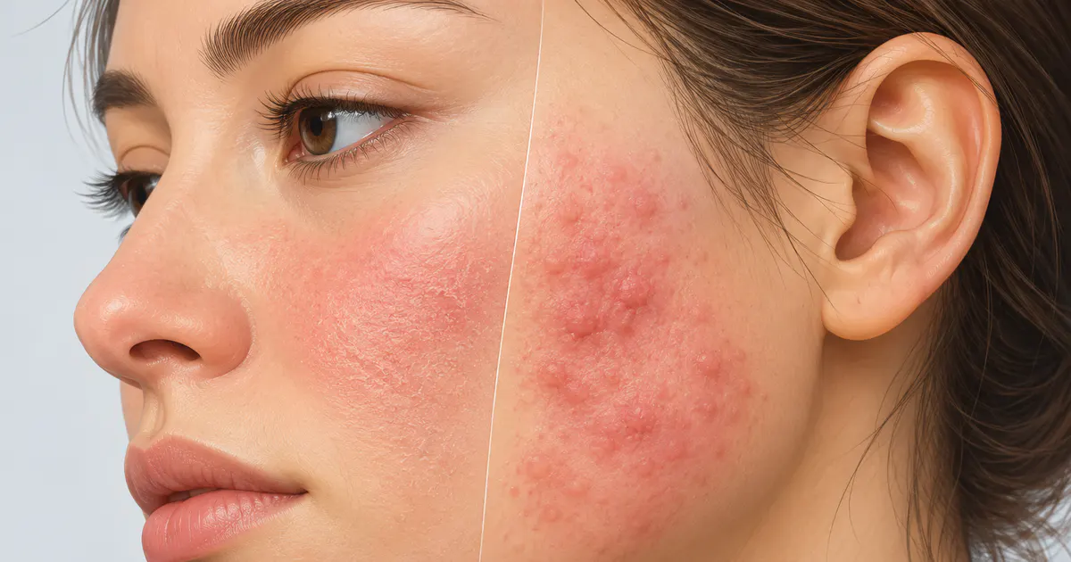 Minh họa phân biệt kích ứng và dị ứng tiếp xúc trên da mặt