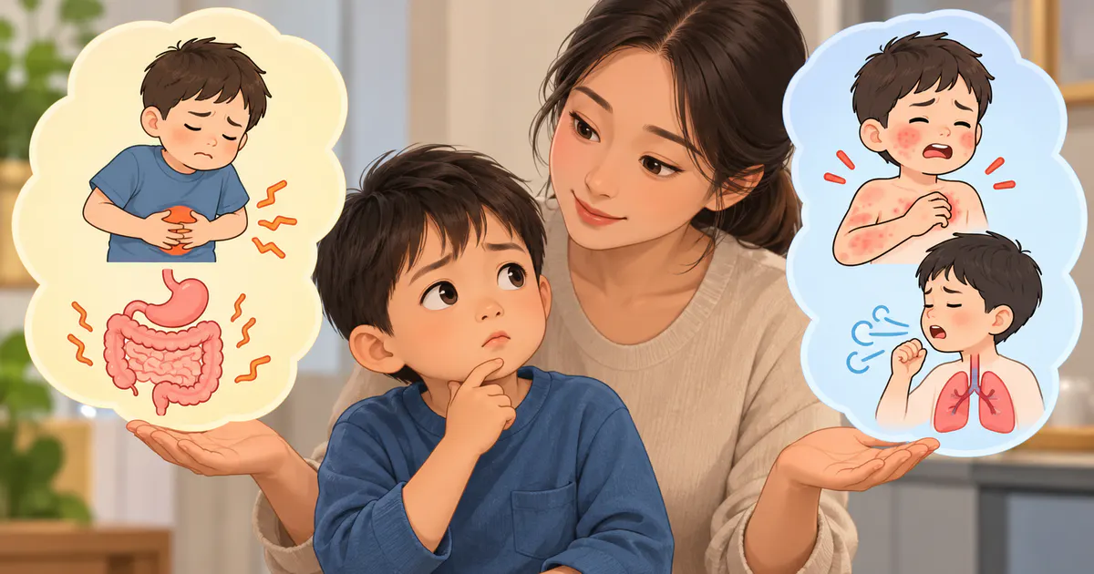 Minh họa phân biệt dị ứng thực phẩm và không dung nạp thức ăn ở trẻ