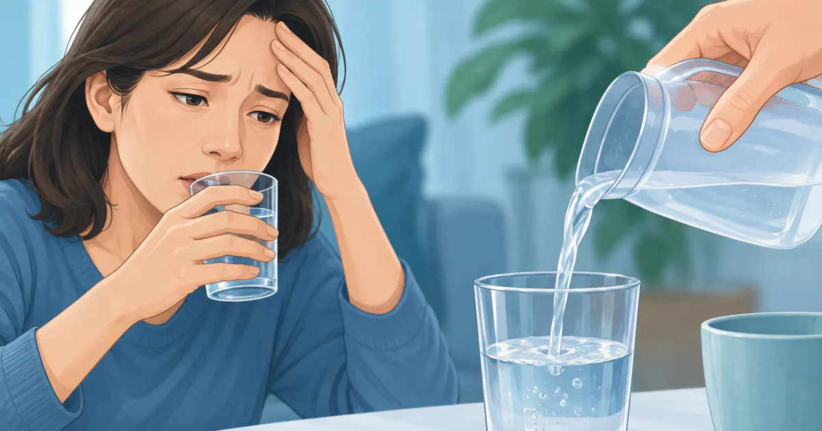 Cận cảnh ly dung dịch bù nước điện giải được chuẩn bị để uống từng ngụm nhỏ