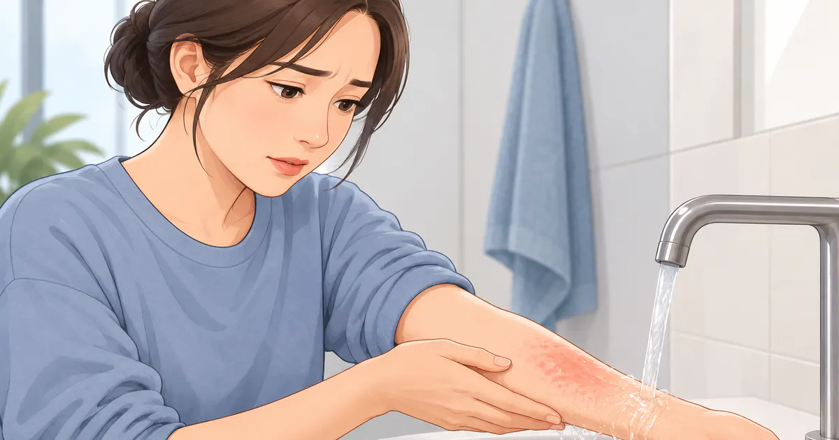 Rửa vùng da bị kích ứng nhẹ sau khi thử sản phẩm chăm sóc da mới