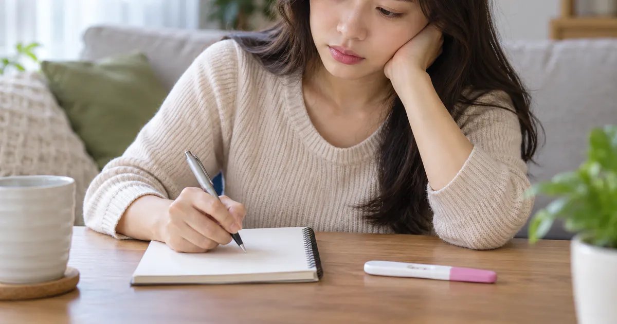 Người phụ nữ theo dõi ngày thử lại khi que âm tính nhưng vẫn chậm kinh