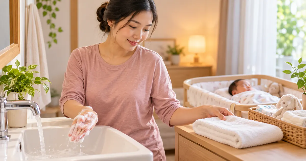Vệ sinh tay và chăm sóc nhẹ nhàng sau sinh