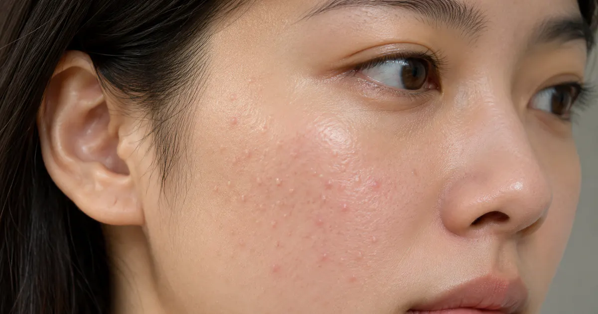 Minh họa vùng da sần và hơi đỏ để phân biệt bít tắc với kích ứng