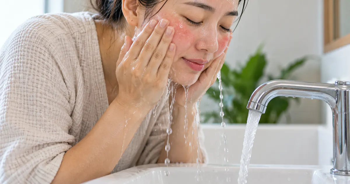 Rửa mặt nhẹ nhàng bằng nước ấm vừa phải để hạn chế kích ứng