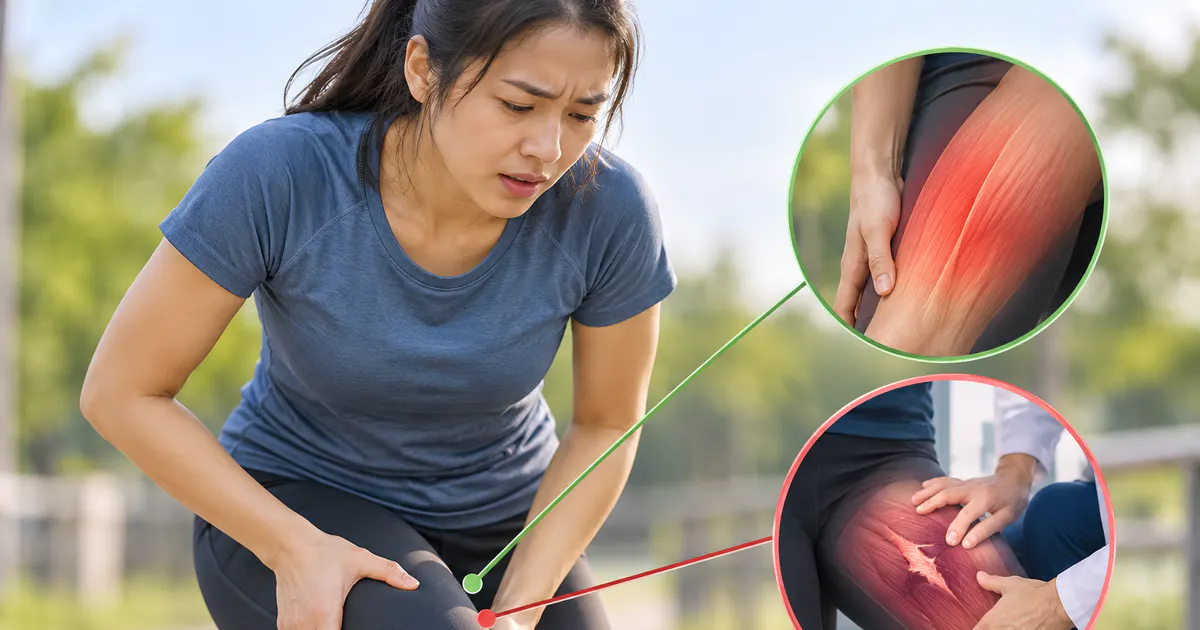 Minh họa người tập dừng vận động khi đau cơ có dấu hiệu bất thường