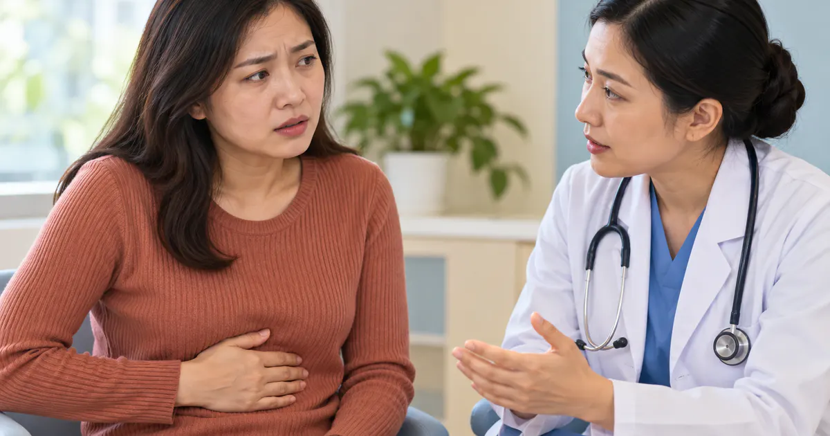 Người bệnh trao đổi với nhân viên y tế khi đau dạ dày trào ngược kéo dài