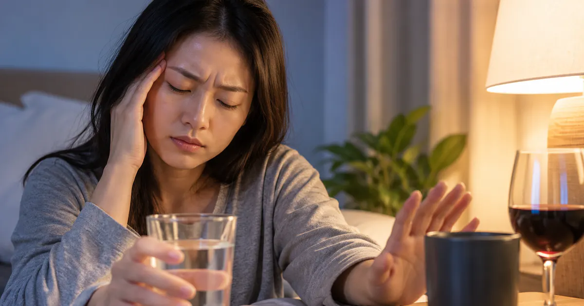 Uống nước và giảm tác nhân kích thích khi đau đầu sau thiếu ngủ