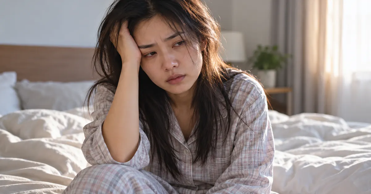 Người trưởng thành mệt mỏi vì dấu hiệu cơ thể thiếu ngủ kéo dài vào buổi sáng