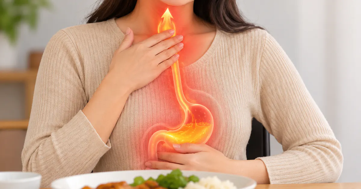 Minh họa cảm giác ợ nóng và ợ chua thường gặp khi trào ngược