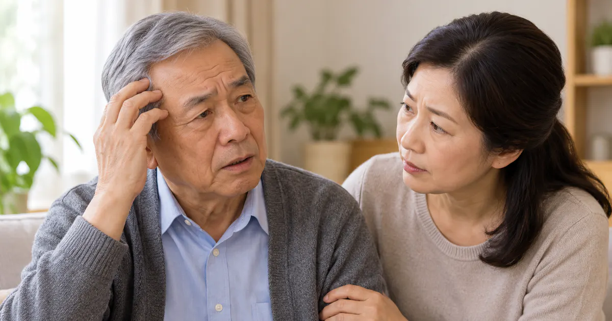 Người cao tuổi trò chuyện cùng người thân về dấu hiệu suy giảm trí nhớ cần đi khám