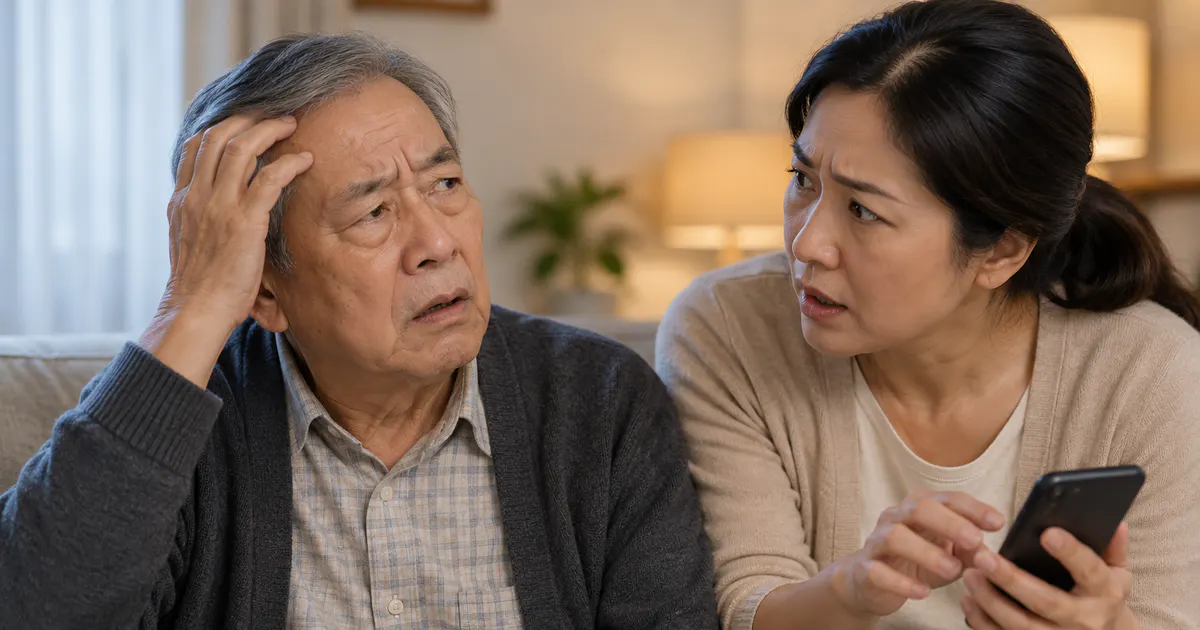 Người thân hỗ trợ người cao tuổi khi xuất hiện lú lẫn đột ngột