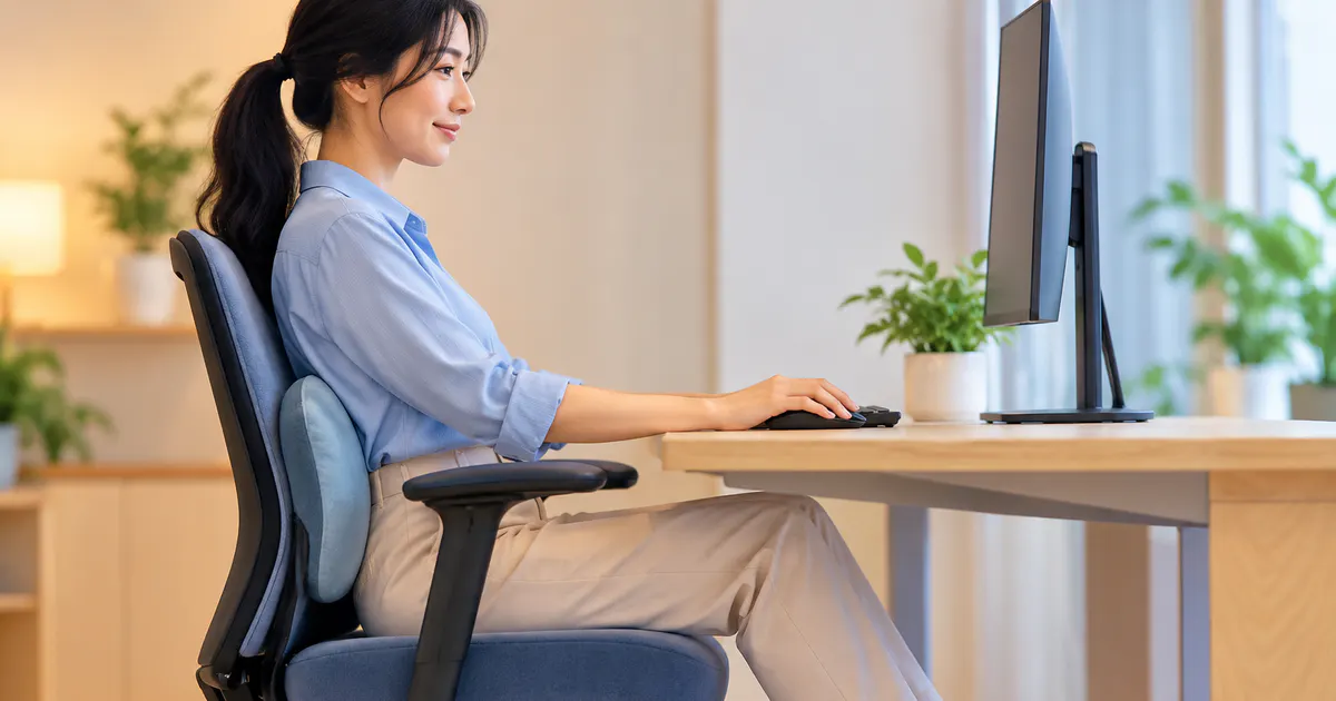 Minh họa tư thế ngồi có điểm tựa giúp giảm áp lực lên lưng