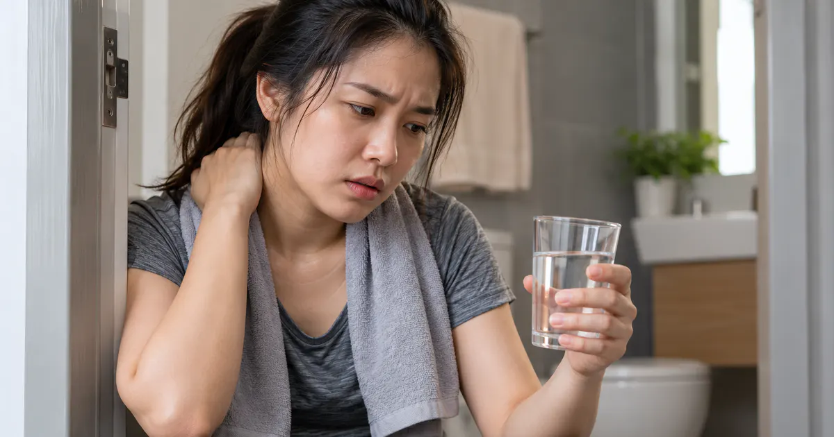 Người tập mệt và chú ý bổ sung nước khi có dấu hiệu bất thường