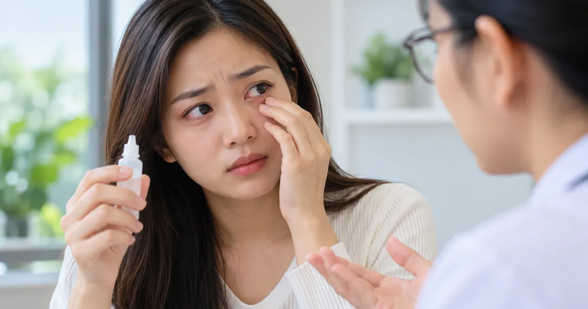 Người bệnh thận trọng không tự nhỏ thuốc khi mắt bị cộm