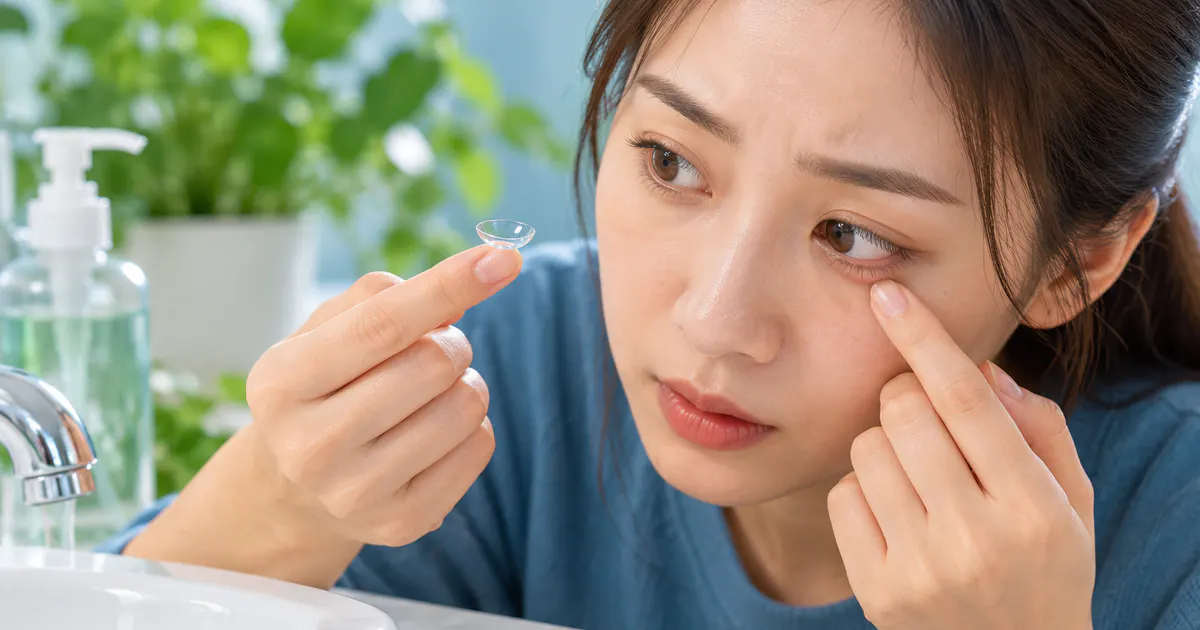Minh họa vệ sinh tay và chăm sóc kính áp tròng đúng cách