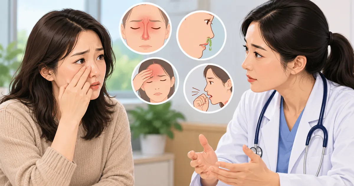 Người có triệu chứng viêm xoang trao đổi với nhân viên y tế khi cần đi khám