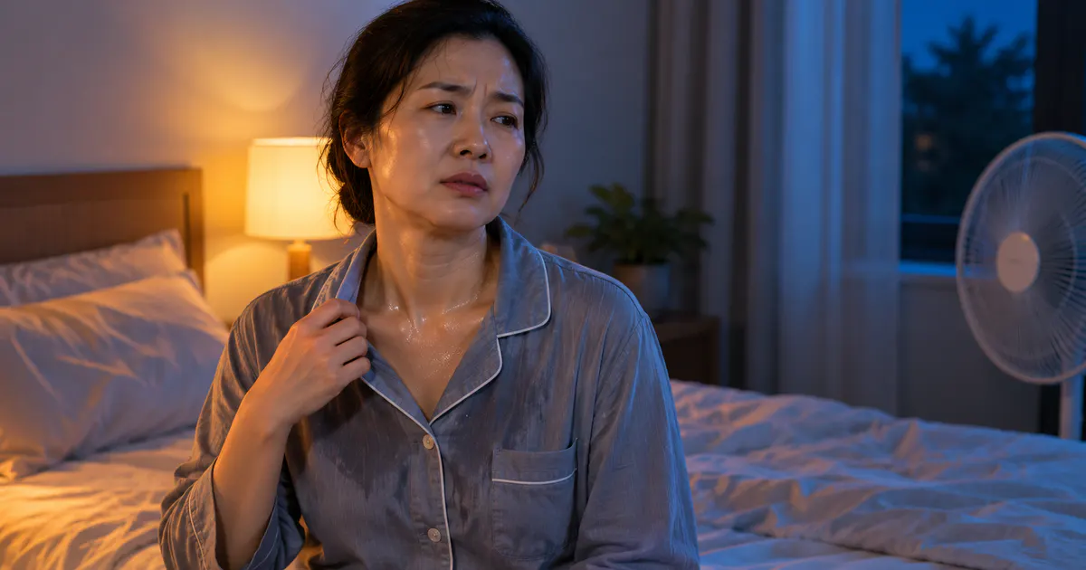 Đổ mồ hôi ban đêm ở người lớn trong phòng ngủ mát và thoáng