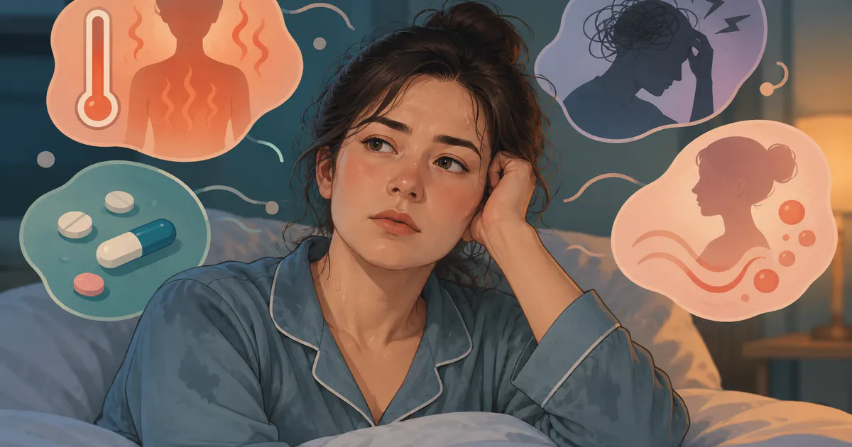 Minh họa các nguyên nhân thường gặp gây ra mồ hôi ban đêm ở người trưởng thành