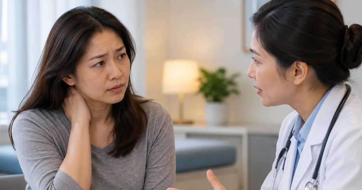 Người lớn trao đổi với nhân viên y tế khi mồ hôi ban đêm tái diễn