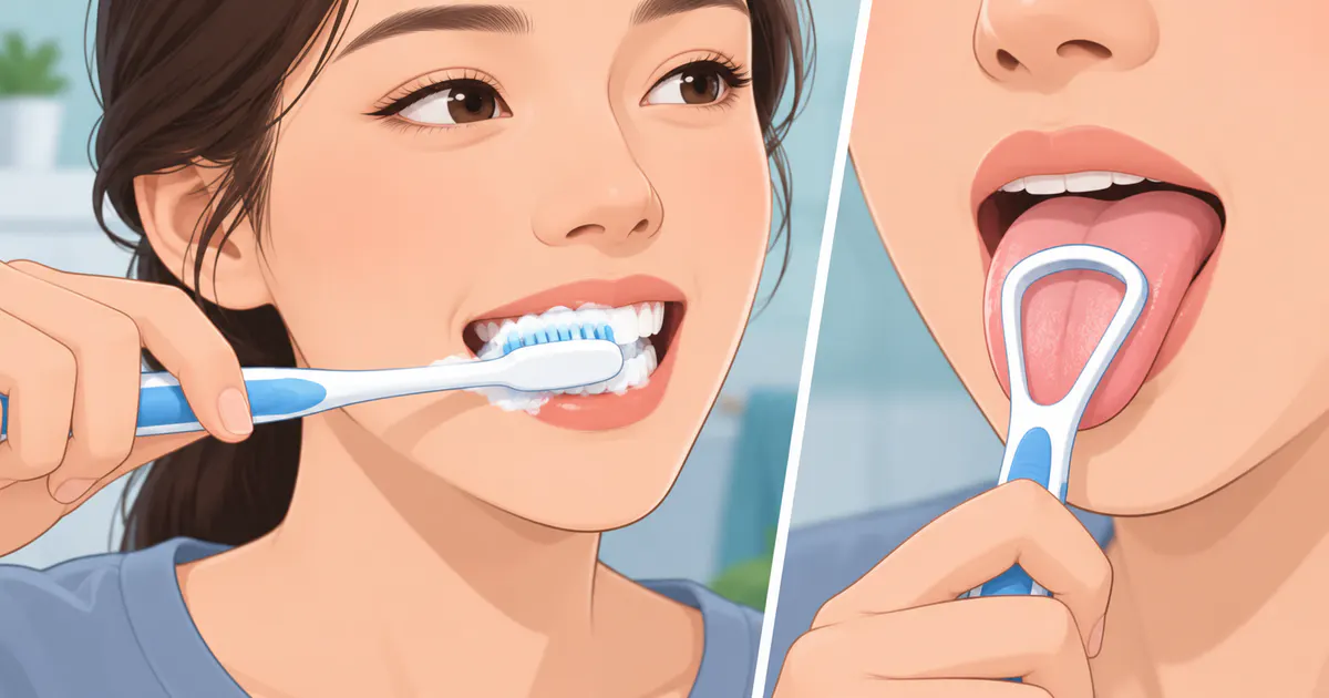 Minh họa vệ sinh răng miệng giúp giảm mùi hơi thở