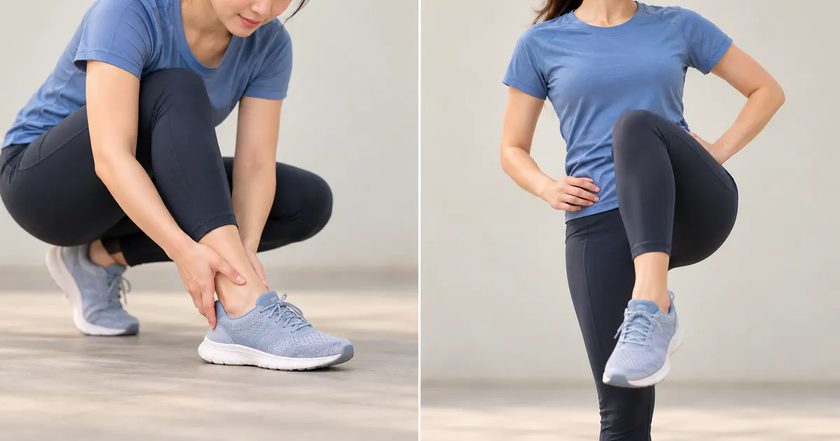Minh họa vận động linh hoạt cổ chân, gối và hông trước khi chạy