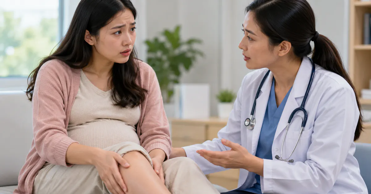 Thai phụ trao đổi với nhân viên y tế khi có dấu hiệu phù chân bất thường