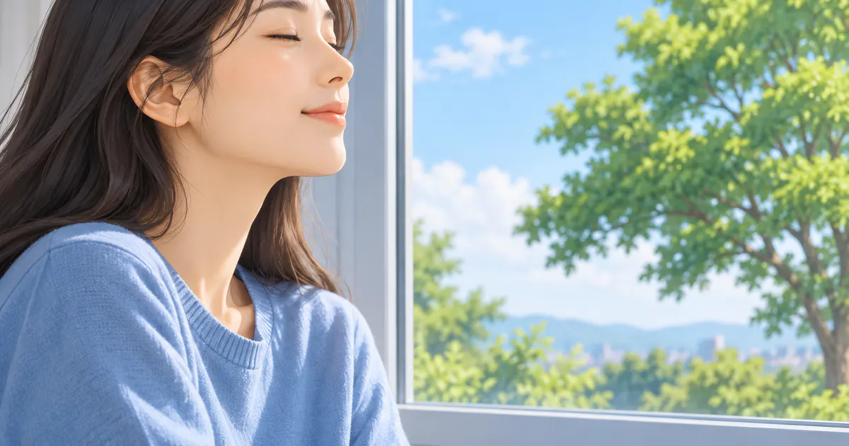 Người làm việc nhìn xa qua cửa sổ để nghỉ mắt