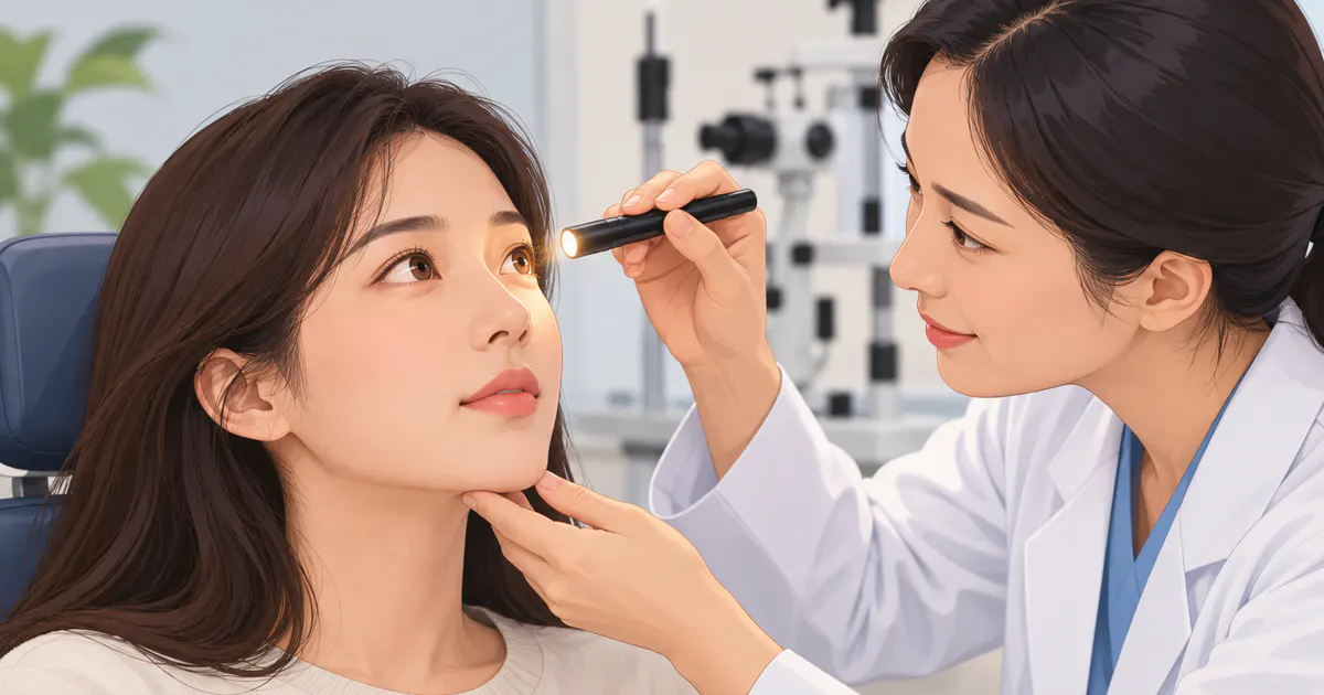 Người bệnh trao đổi với bác sĩ khi khô mắt kéo dài