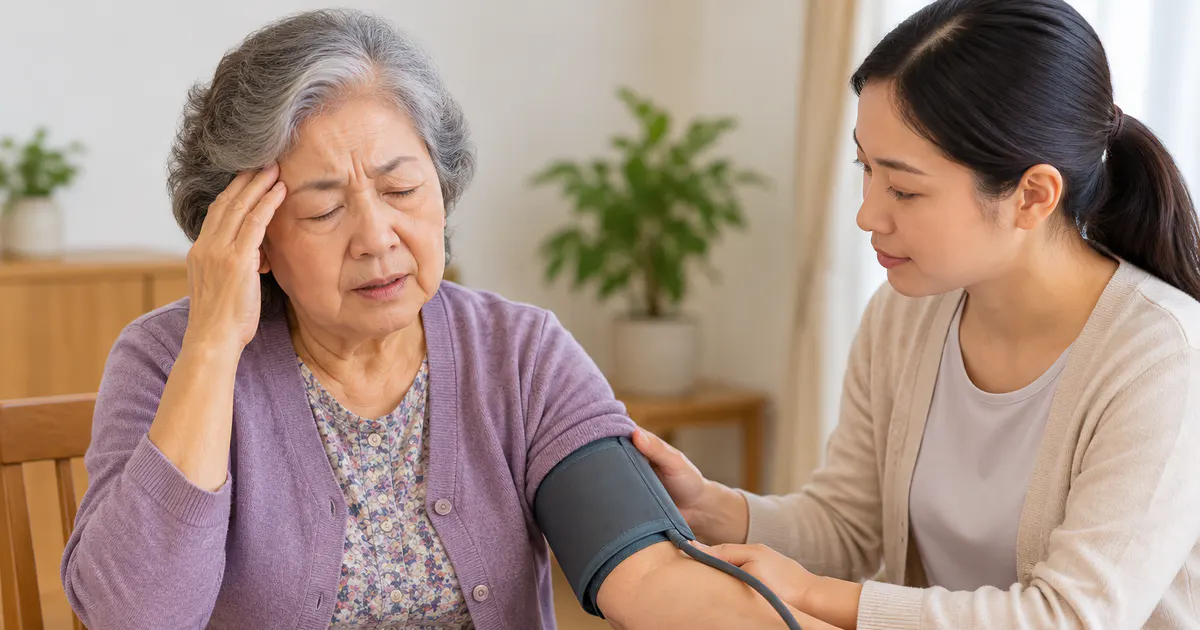 Người cao tuổi được đo huyết áp an toàn khi theo dõi cơn chóng mặt