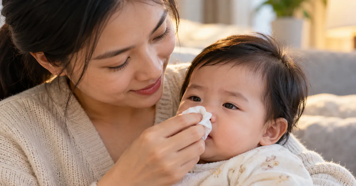 Cha mẹ chăm sóc trẻ nhỏ bị nghẹt mũi một cách nhẹ nhàng và an toàn