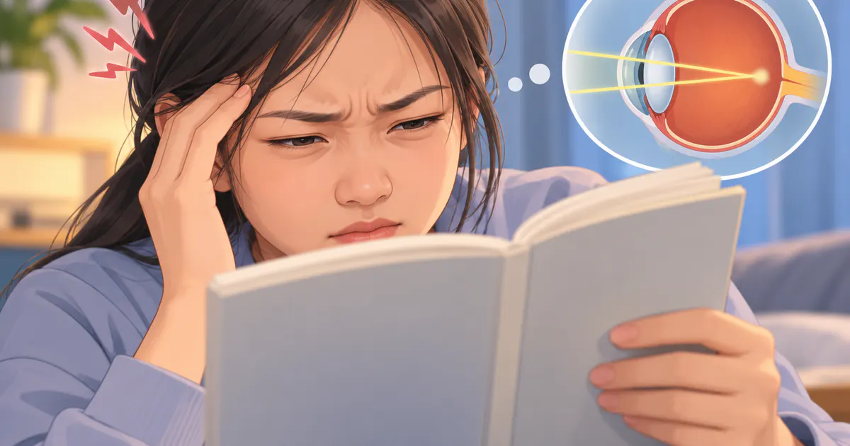 Người đọc nheo mắt và đưa sách quá gần do khó nhìn rõ