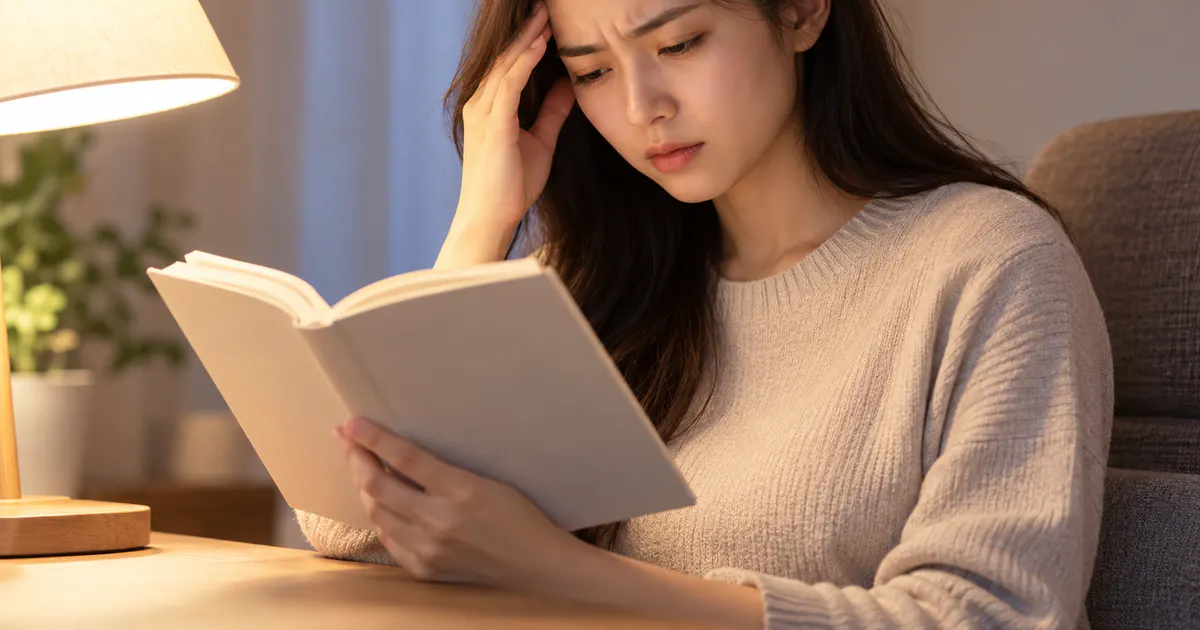 Tư thế ngồi thẳng và ánh sáng dịu khi đọc sách