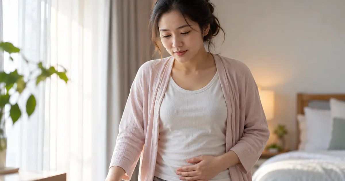 Mẹ sau sinh mổ đi bộ nhẹ và giữ tư thế an toàn khi hồi phục