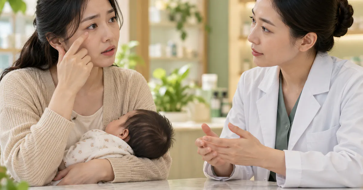 Mẹ sau sinh hỏi tư vấn an toàn về nước mắt nhân tạo