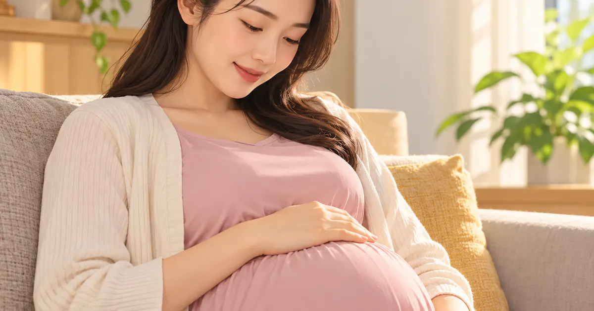 Minh họa mẹ bầu tập trung theo dõi cử động thai tại nhà đúng cách
