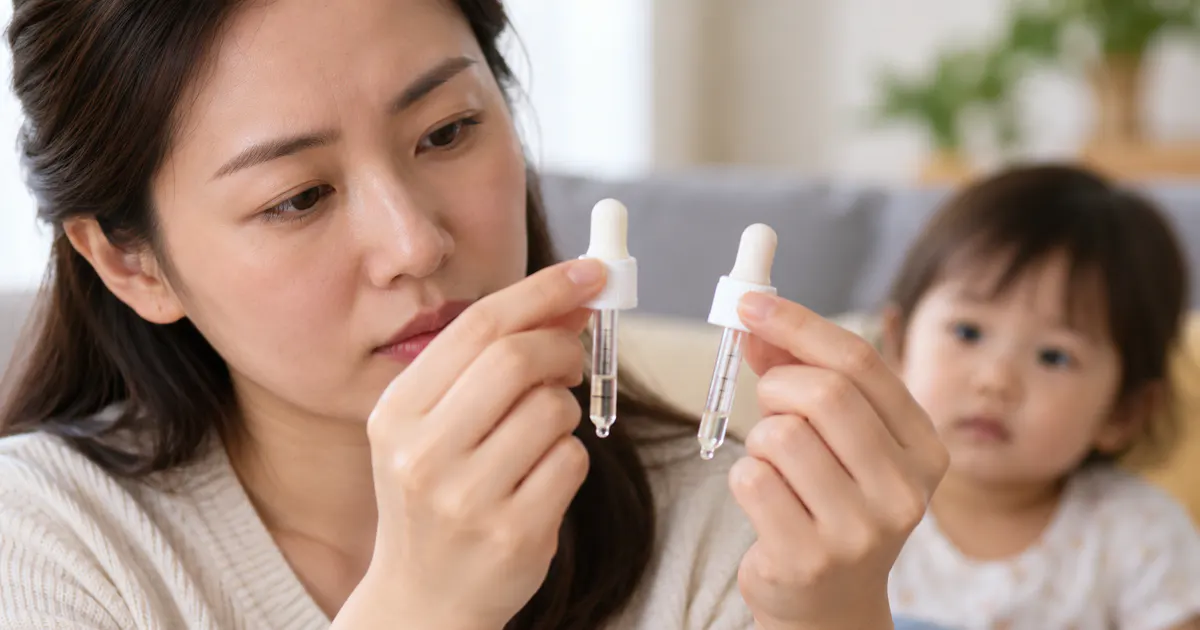 Cha mẹ kiểm tra dụng cụ và hàm lượng khi cho trẻ dùng vitamin D