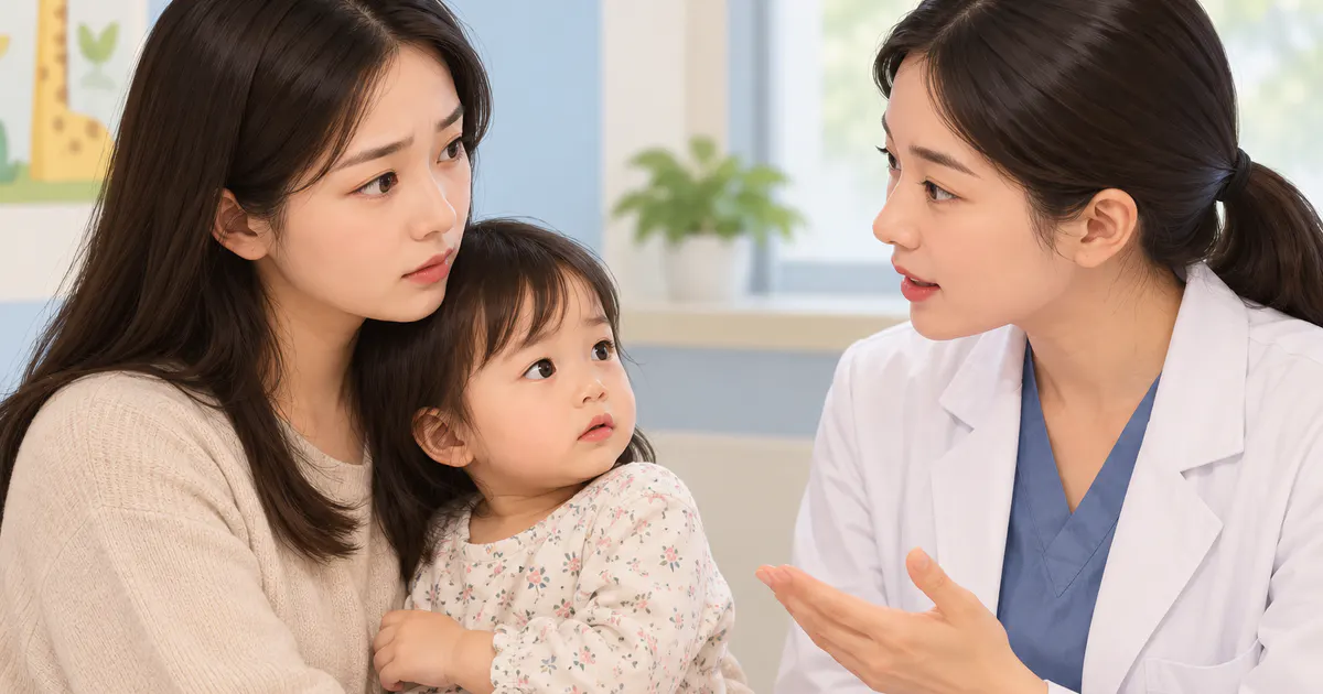 Cha mẹ trao đổi với nhân viên y tế khi trẻ có dấu hiệu bất thường