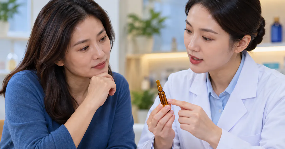 Người trưởng thành tìm hiểu thuốc bổ não dạng ống uống cùng dược sĩ