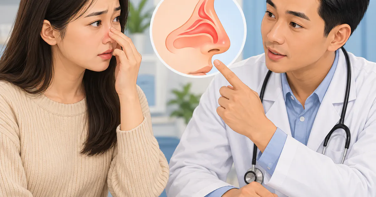 Người bệnh trao đổi với nhân viên y tế khi nghẹt mũi kéo dài