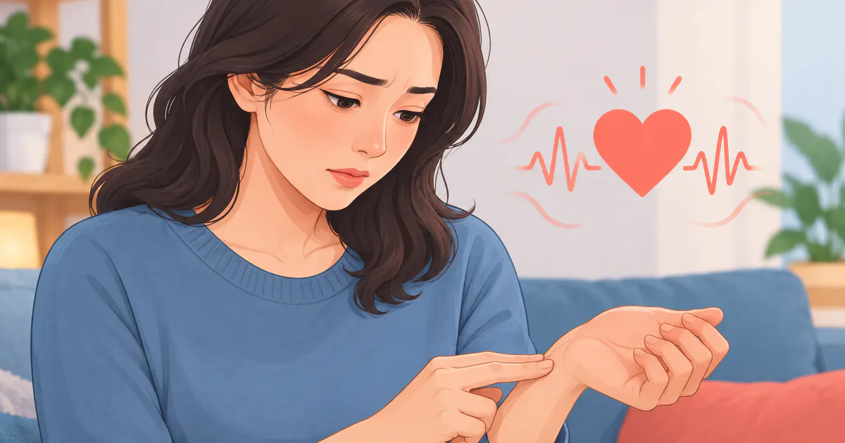 Minh họa cách tự kiểm tra mạch khi tim đập nhanh