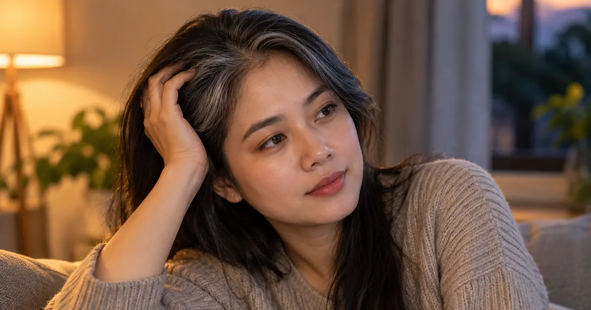 Người trẻ thư giãn và chăm sóc tóc khi nhận thấy tóc bạc