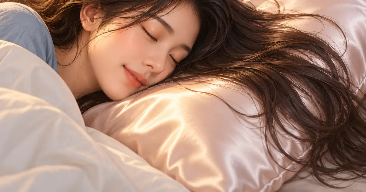 Tóc dài nằm trên vỏ gối bề mặt trơn giúp giảm ma sát