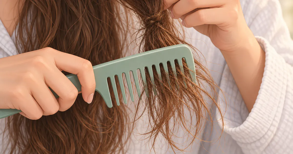 Gỡ rối tóc từ phần ngọn lên bằng lược răng thưa