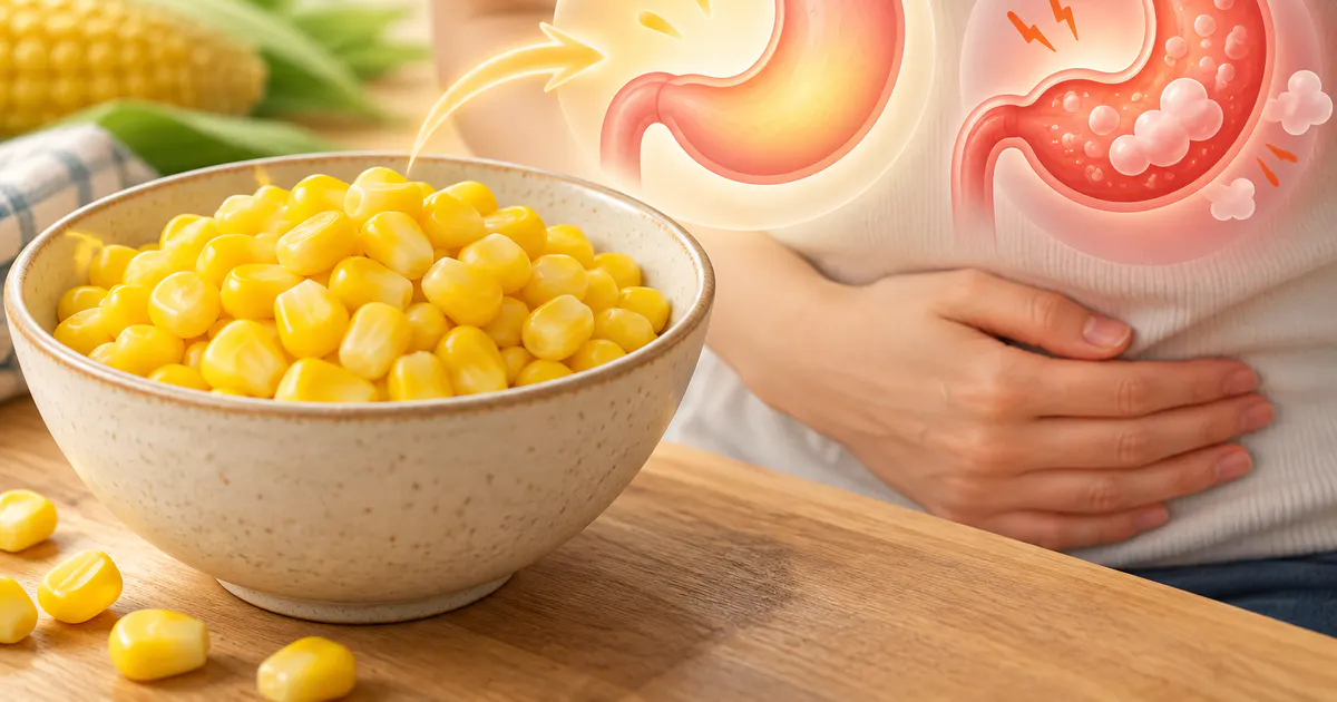 Minh họa ngô mềm và cảm giác đầy bụng có thể liên quan đến triệu chứng trào ngược
