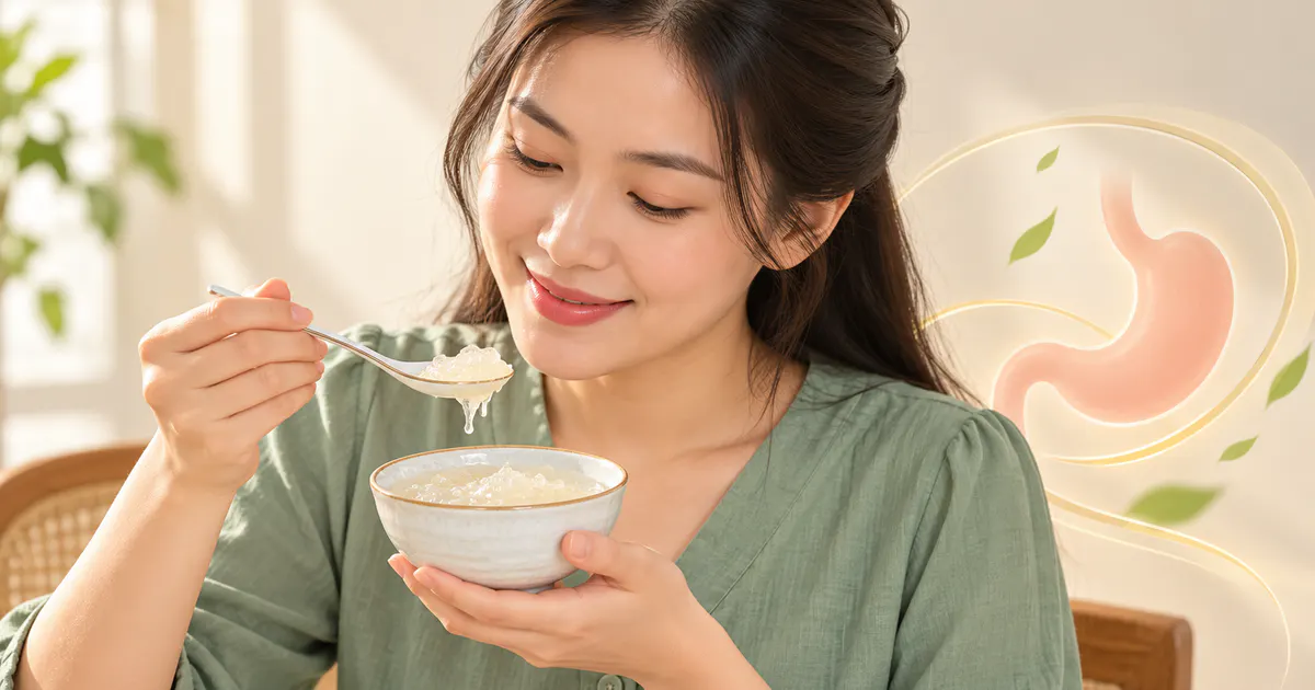 Tư thế ngồi thẳng và khẩu phần nhỏ khi ăn yến để hạn chế khó chịu do trào ngược